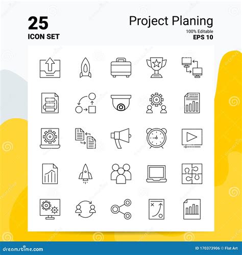 25 Project Planing Icon Set 100 Editable EPS 10 Files Stock Vector