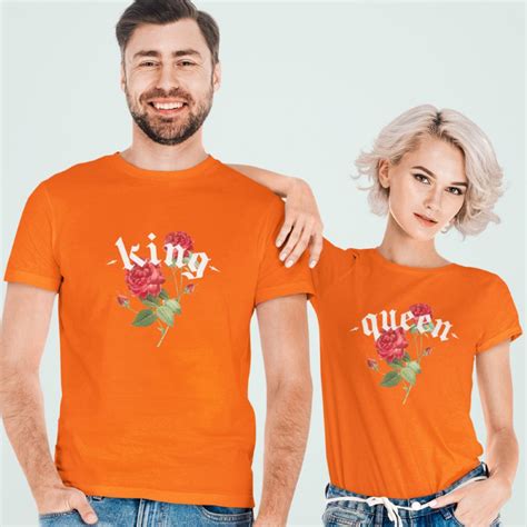 Oranje T Shirt Koningsdag King Queen Rose Dagger Xs T M Xl