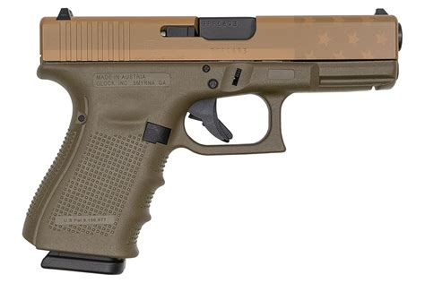 Glock 19 Gen4 9mm 15 Round Pistol With Od Green Frame And Tan American