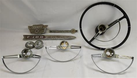 Vintage Car Emblems And Steering Wheel Parts 4572378618