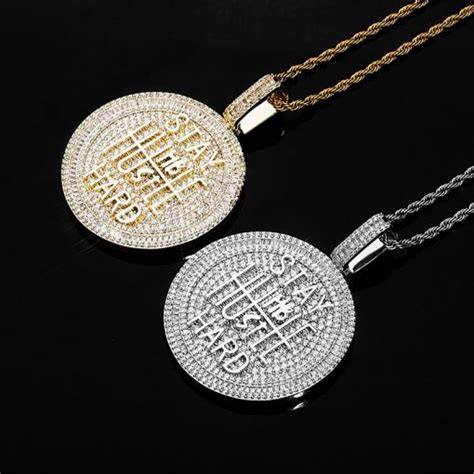 Stay Humble Hustle Hard Custom Pendant Iced Out Micro Pave Cz Chain