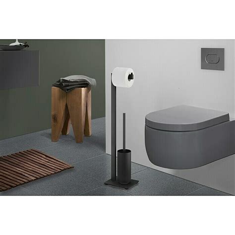 Zack Linea WC Kombi Bürstengarnitur Schwarz Höhe 72 5 cm Stahl