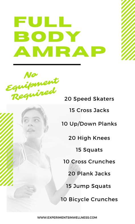 Full Body Amrap No Equipment Required Experiments In Wellness