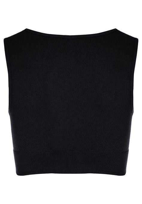 Womens Black V Neck Rib Crop Top Peacocks