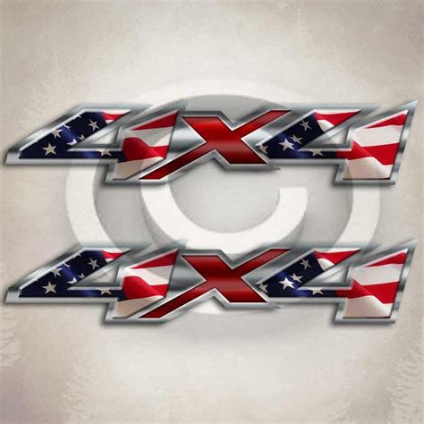 4x4 American Flag Chevy Truck Decals