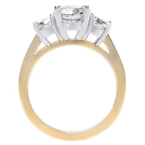 18k Yellow Gold And Platinum Three Stone Diamond Engagement Ring Longs