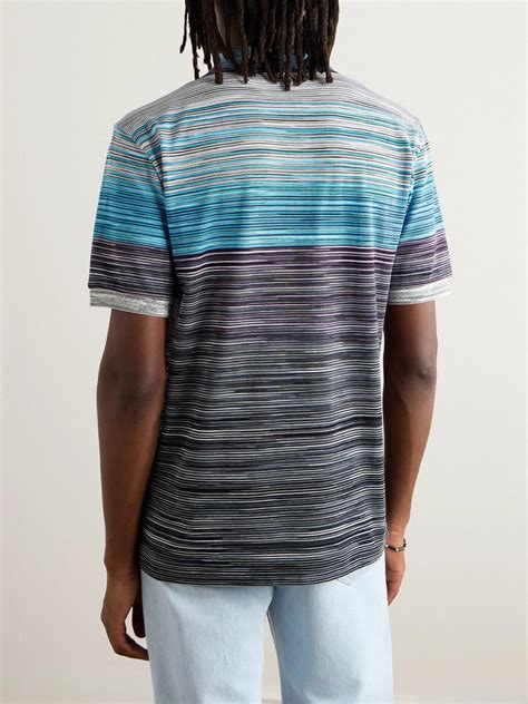 Missoni Space Dyed Cotton Piqué Polo Shirt Blue Missoni