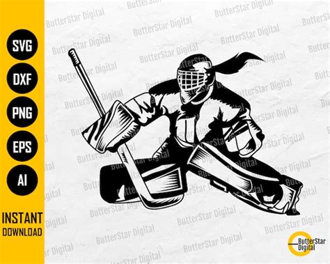 Goalie Girl Svg Ice Hockey Player Illustration Drawing Vinyl Etsy