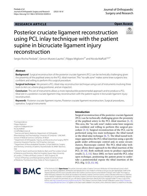 Pdf Posterior Cruciate Ligament Reconstruction Using Pcl Inlay