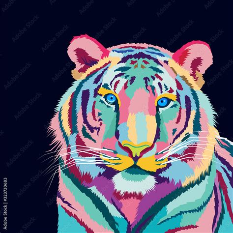 Colorful Of Tiger Pop Art Portrait Vector Illustration Can Be Used For