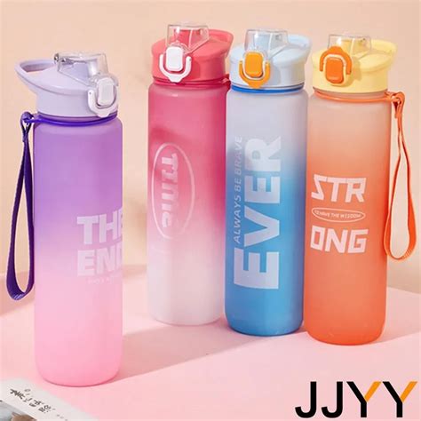 Jjyy 1pc 1000ml Large Capacity Plastic Water Bottle With Logo Fitness Sports Outdoor Travel