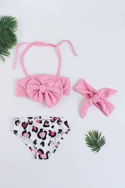 Siyah Ya Fiyonklu K Z Ocuk Mayo Bikini Tak M Tl