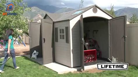 Lifetime 15x8 Plastic Shed C W Dual Entry 60079 YouTube