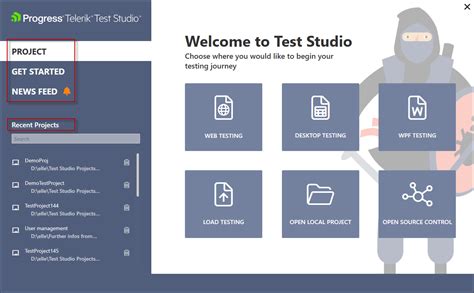 Launch Test Studio And Create Your First Project Progress Test Studio