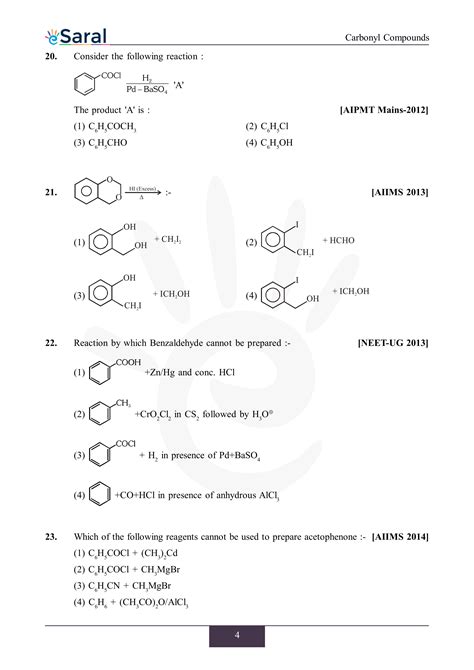 Carbonyl Compound Neet Previous Year Questions With Complete Solutions