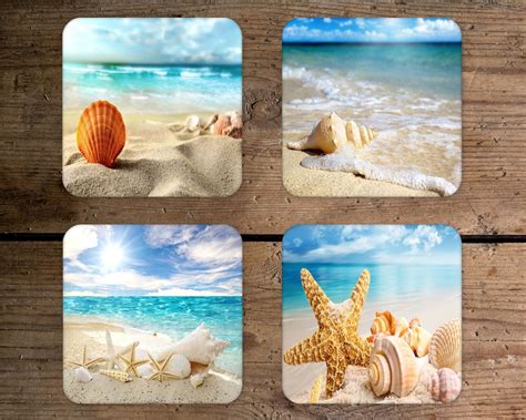 Seashell Coaster Set Beach Decor Coasters Beach Lover Coasters Beach