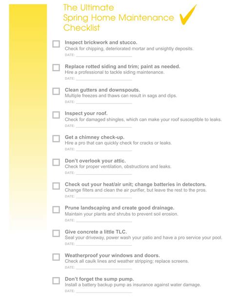 Home Maintenance Checklist Printable