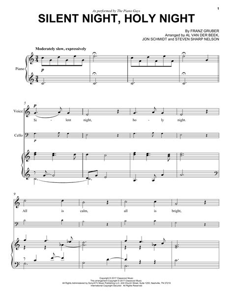 The Piano Guys Silent Night Holy Night Sheet Music PDF Notes Chords