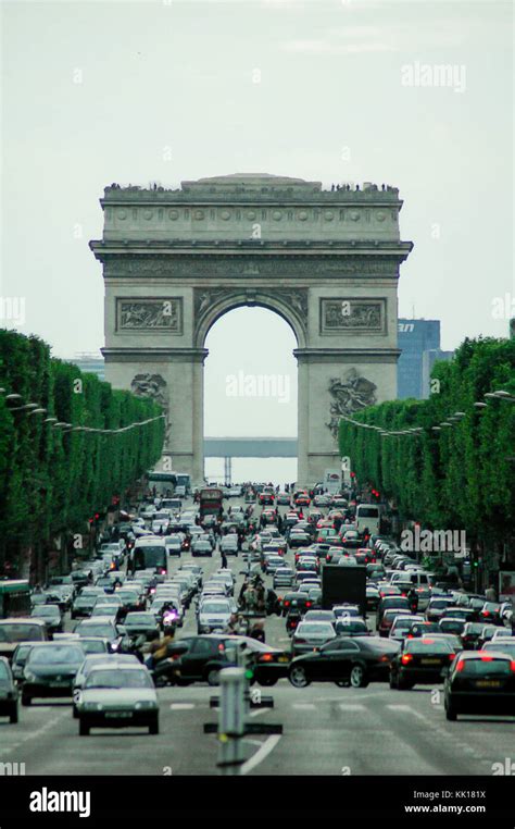 Traffic Congestion On Champs Lys Es Avenue In Paris Leading Up To The