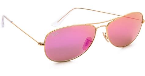 Ray Ban Mirrored Shrunken Aviator Sunglasses In Pink Lyst