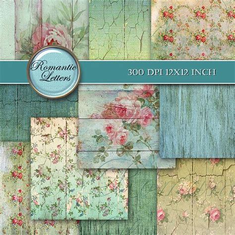 Floral Digital Scrapbook Paper Pack Shabby Chic Vintage Rose Etsy