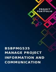 BSBPMG 4 Docx PROJECT PORTFOLIO BSBPMG535 MANAGE PROJECT INFORMATION