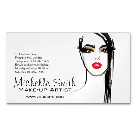 Watercolor Face Makeup Artist Branding Business Card Magnet Zazzle