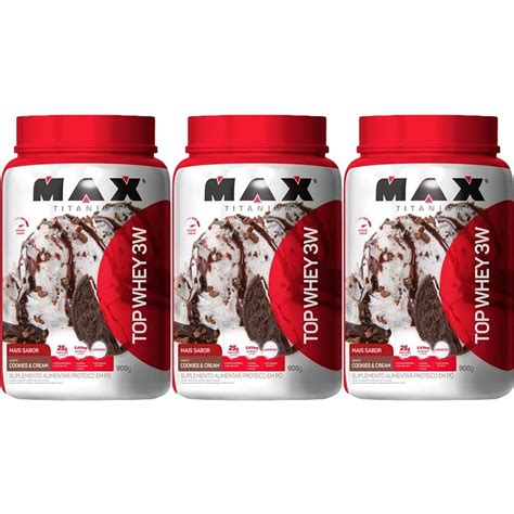 Kit X Top Whey W Mais Sabor G Cookies Cream Max Titanium