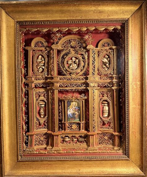 Proantic Remarquable Reliquaire Fa On Retable Aux Reliques Xvi