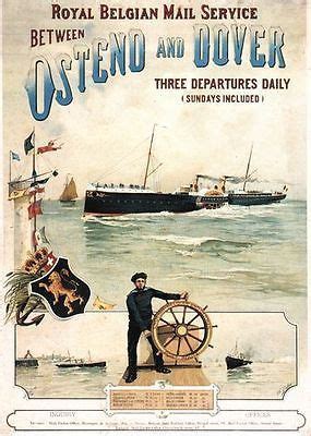 Vintage Belgian Mail Service Ostend Dover Ferry Poster A3 A2 Print