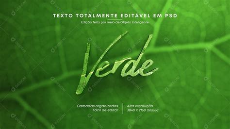 Efeito De Texto Verde Psd Edit Vel Zip Textos