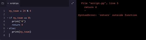 Python Syntaxerror Return Outside Function Pep8 Python Style Guide