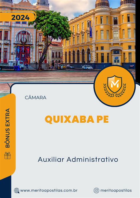 Apostila Auxiliar Administrativo Câmara de Quixaba PE 2024 Mérito