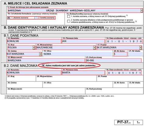 Dane Adresowe W PIT 37