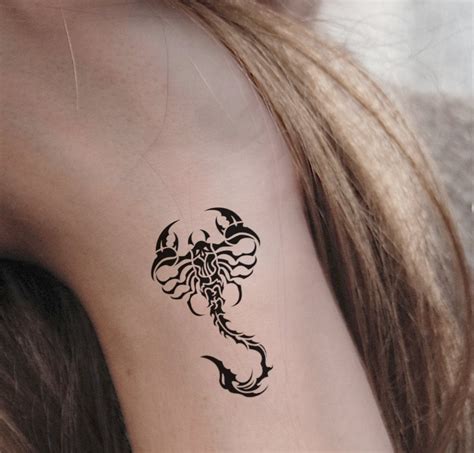 Tribal SCORPION Temporary Tattoo in Black. Symbol of Power and Strength ...