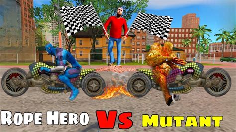 Mutant Bike Transformer Vs Rope Hero Bike Transformer Race In Rope Hero