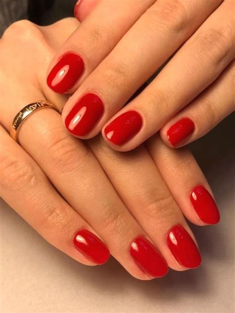 Red Round Acrylic Nails