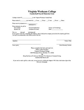 Fillable Online Vwc Faculty Staff Payroll Deduction Form Doc Vwc Fax