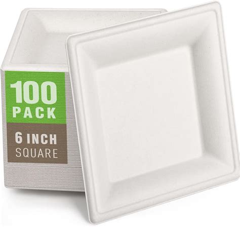 Gezond Pack Compostable Square Paper Plates Inch Disposable Paper