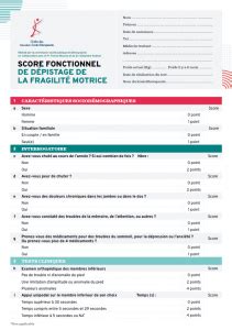 Dépistage par les kinésithérapeutes de la fragilité motrice par un