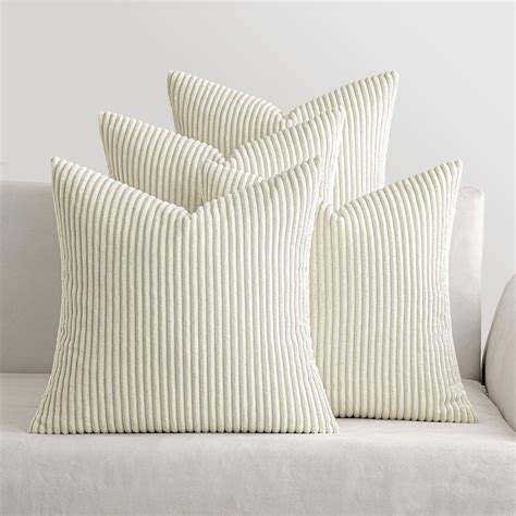 MIULEE Set Of 4 Corduroy Cushion Covers Soft Decorative Square Throw