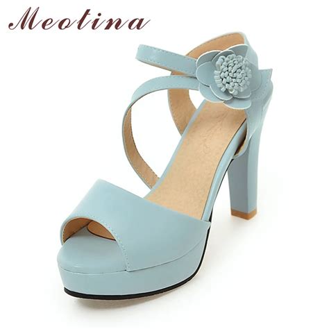 Meotina Women Sandals Summer Platform Sandals High Heel Sandals Flower