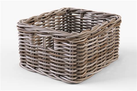 Wicker Basket Ikea Byholma 1 Gray 3d Objects Creative Market