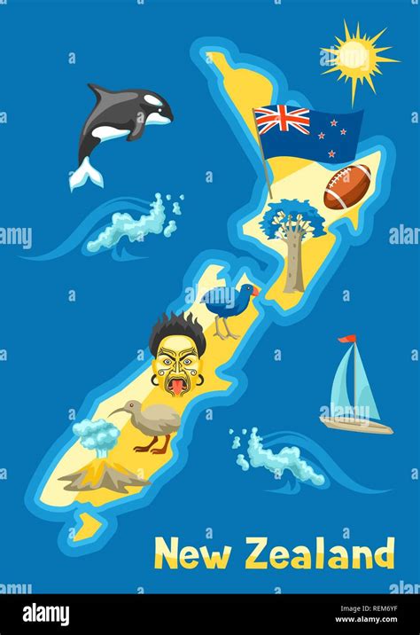 Illustration Of New Zealand Map Stock Vector Image And Art Alamy