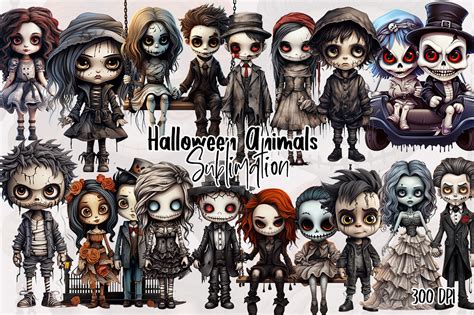 Cute Spooky Dolls Sublimation Clipart Graphic By Aspect Studio