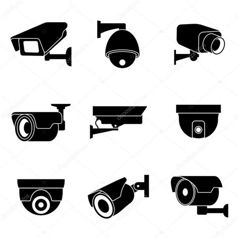 Security Surveillance Camera Cctv Vector Icons Set Stock Vector