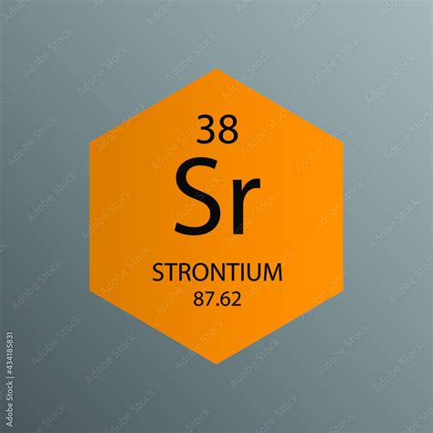 Sr Strontium Alkaline Earth Metal Chemical Element Periodic Table Hexagon Vector Illustration