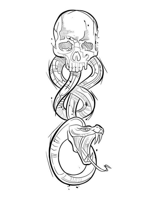 A Drawing Of A Snake With A Skull On It S Head And The Letter C In