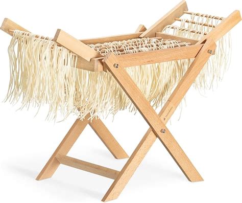 Navaris Séchoir à Pâtes Fraîches Support Étendoir Pliable en Bois de