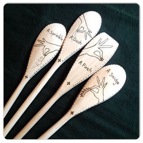 Custom Wood Burned Spoons Kitchen Magic Set Of 4 Wood Burn Spoons